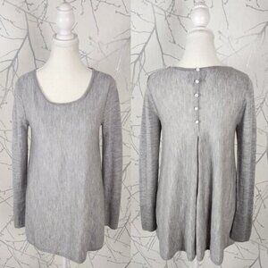 Nanette Lepore Gray Silver 100% Merino Knit Round Neck Tunic Sweater